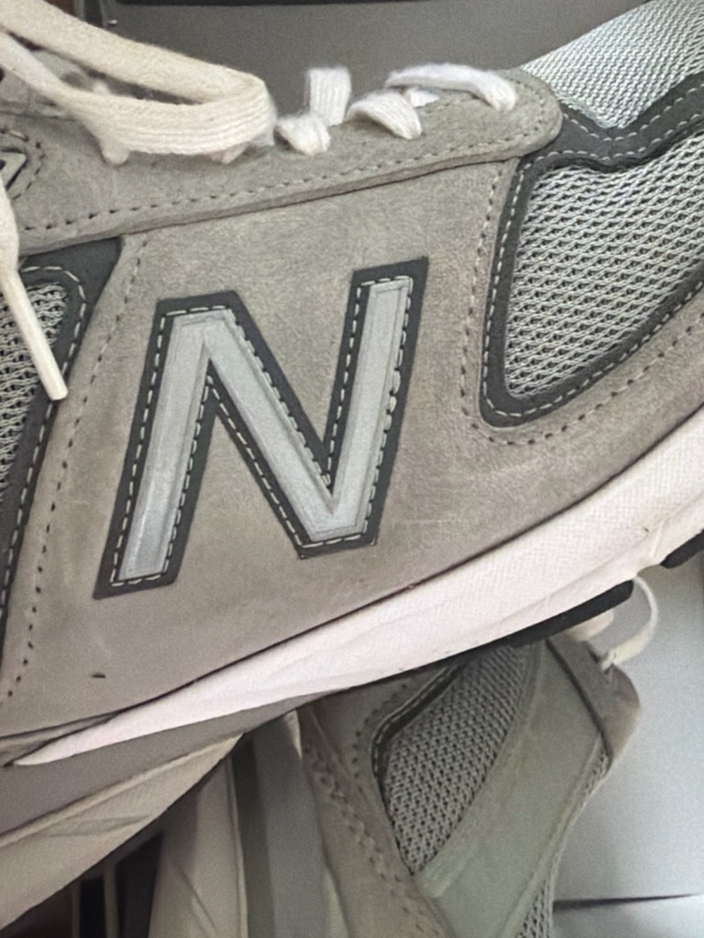 New Balance Men's Light Gray and Dark Gray Running Sneakers - Picture 3 of 4